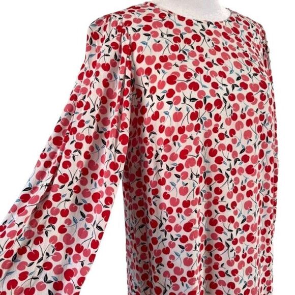 Loft Cherry Print Balloon Sleeve Shift Dress Size Small - Picture 9 of 11